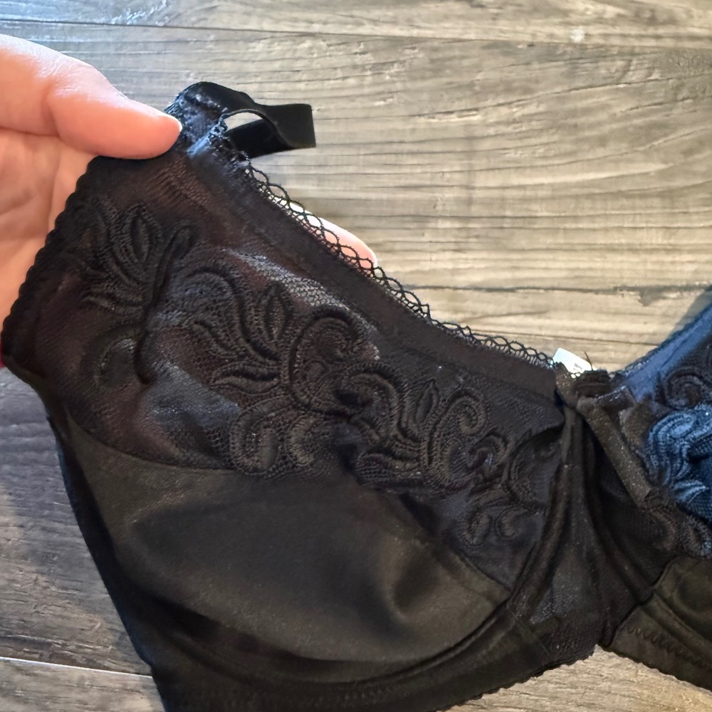Body Form Black Underwire Bra Floral Embroidery Adjustable Straps 36D 2794-49 - Picture 5 of 5